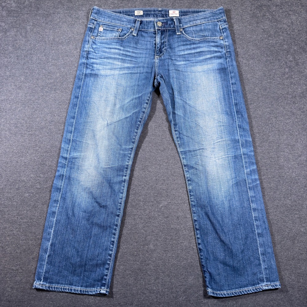 AG Adriano Goldschmied Tomboy Crop Jeans Womens 32x25‎ Blue Relaxed Straight Mom